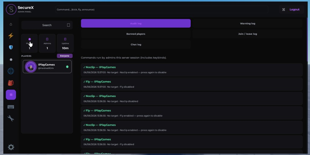 SecureX audit log