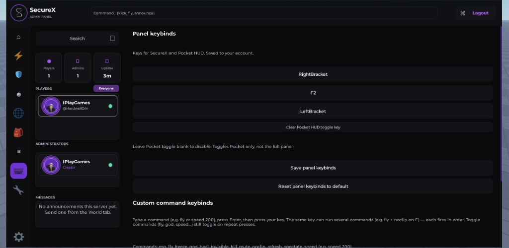 SecureX keybinds